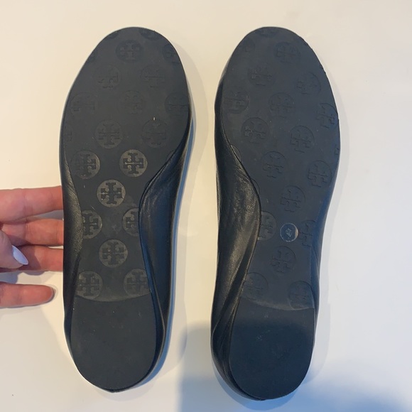 Tory Burch Leather Flats - Black with Gold Emblem - Picture 5 of 7